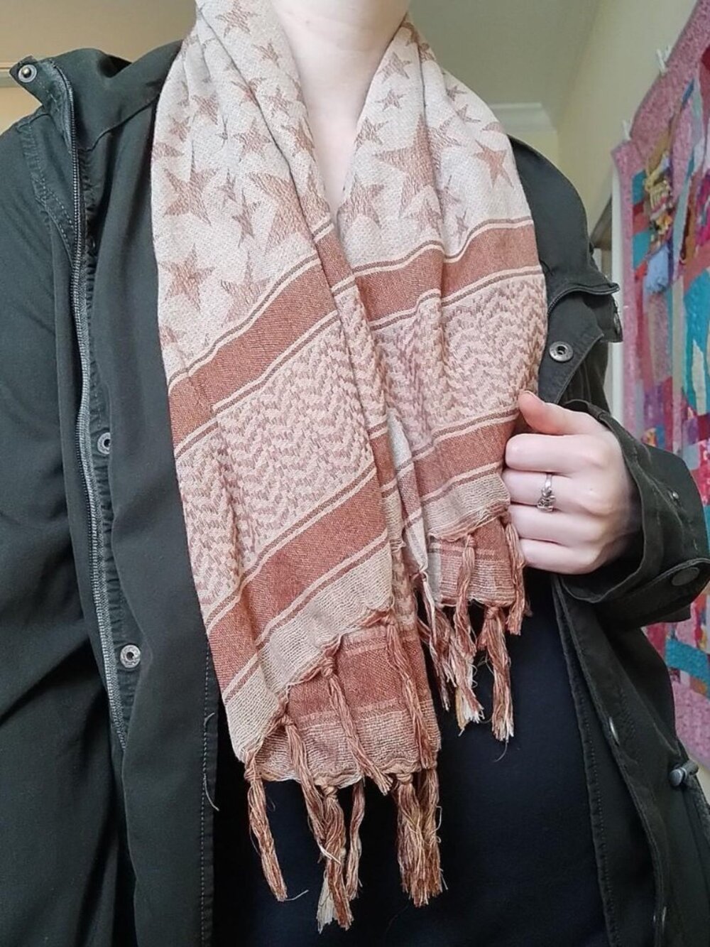 Coldwater Creek Women's Brown and Cream Scarf-wraps